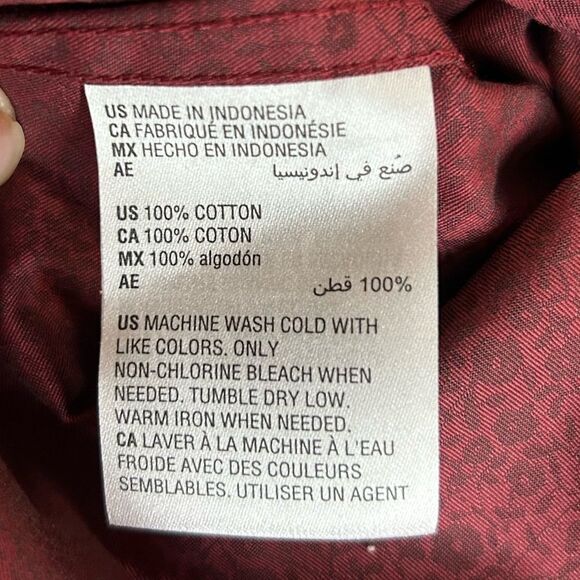 New Bar III Burgundy Red Button Down Long Sleeve Collared Dress Shirt L - Picture 7 of 10